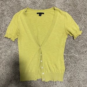 Banana Republic Chartreuse Short Sleeve Cardigan, Size XS